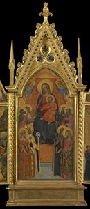 Dziewica z Dzieciątkiem na tronie z ośmioma świętymi (panel środkowy), ok. 1330-70 (tempera na panelu) autorstwa Italian School