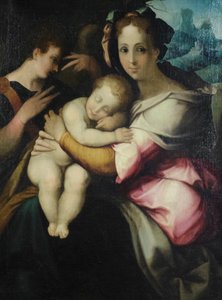 Dziewica z Dzieciątkiem, nieznany artysta z Toskanii, połowa XVI wieku (olej na płótnie) autorstwa Italian School
