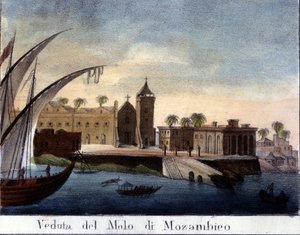 Nabrzeże w Mozambiku, dawnej prowincji portugalskiej. autorstwa Italian School