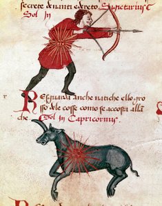 Znaki zodiaku: Strzelec i Koziorożec. (miniaturowy autorstwa Italian School