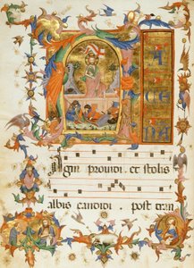 f.80v Zmartwychwstanie, z „Księgi hymnów klasztoru św Zbawiciela”, Siena 1415 (welum) autorstwa Italian School
