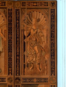 Fragment jednych z drzwi w Sala degli Angelo, Palazzo Ducale, Urbino (drewno)