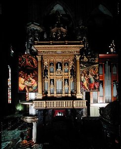 Widok organów (1559-1602) wykonany przez Giuseppe Medę (fl.1551 d.1599) Ambrogio Giovanni Figino (1548-1608) i Camillo Procaccini (1555-1629)