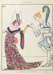 Mistinguett (1875-1956) i jego rycerz, karykatura z „Le Rire” autorstwa Italo Orsi