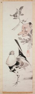 Maska Kogucik i Tengu, ok. 1775 (tusz i jasny kolor na papierze)