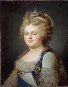 Portret cesarzowej Marii Fiodorovny (z domu Sophie Dorothee de Württemberg Montbeliard) (1759-1828) (portret cesarzowej Marii Fiodorovny). Obraz Iwana Afanasiewicza Pustynina (1769- po 1812), olej na płótnie, po 1796. Sztuka rosyjska autorstwa Ivan Afanasievich Pustynin