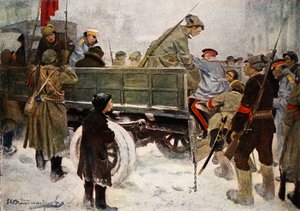 Aresztowanie generałów podczas rewolucji w lutym 1917 (kolor lito) autorstwa Ivan Alexeyevich Vladimirov
