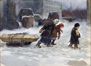 Pogrzeb robotnika, który nie był komunistą przez Władimira Iwana Aleksiejewicza (1869-1947). Akwarela, gwasz na papierze autorstwa Ivan Alexeyevich Vladimirov