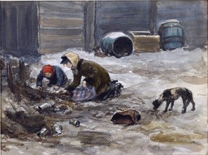 Głodne lata w Piotrogrodzie (Zaczerpnięte z natury) Władimirowa Iwana Aleksiejewicza (1869-1947). Akwarela, gwasz na papierze
