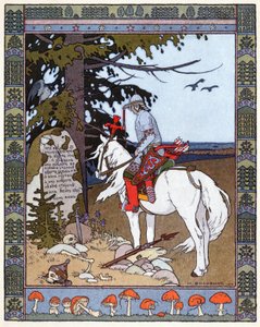 Carewicz Iwan, Ognisty Ptak i Szary Wilk, c.1899 (litografia) autorstwa Ivan Yakovlevich Bilibin