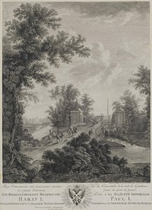 Widok na plac Connetable z Kamiennego Mostu w Gatchinie, 1800 autorstwa Ivan Dmitryevich Telegin