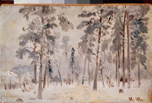 Frost (Szron) - Obraz Iwana Iwanowicza Szyszkina (Sziszkina) (1832-1898), olej na płótnie, ok. 1890 - Sztuka rosyjska, krajobraz XIX wieku - Państwowa Galeria Trietiakowska, Moskwa autorstwa Ivan Ivanovich Shishkin