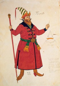 Projekt kostiumu do Złotego Kogucika autorstwa Rimskiego-Korsakowa, 1909 autorstwa Ivan Yakovlevich Bilibin