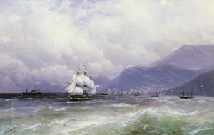 Krajobraz przybrzeżny z żeglugą z Trebizondu, 1888 autorstwa Ivan Konstantinovich Aivazovsky