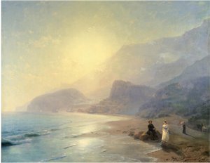 Aleksander Puszkin i księżna Maria Raevskaya koło Gurzuf, 1886 autorstwa Ivan Konstantinovich Aivazovsky