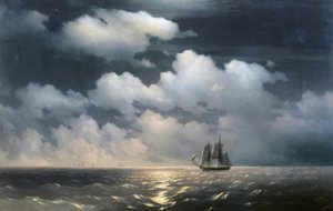 Bryg Mercury zaatakowany przez dwa okręty tureckie. autorstwa Ivan Konstantinovich Aivazovsky