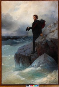 Żegnaj wolny żywioł, o morze! Aleksander Puszkin nad Morzem Czarnym, 1877. autorstwa Ivan Konstantinovich Aivazovsky