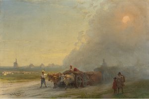 Wozy wołowe na ukraińskim stepie autorstwa Ivan Konstantinovich Aivazovsky