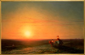 Chłopi powracający z pól o zachodzie słońca, XIX w. autorstwa Ivan Konstantinovich Aivazovsky