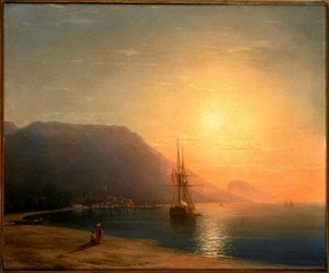 Zachód słońca nad Ajudag na krymskim wybrzeżu autorstwa Ivan Konstantinovich Aivazovsky