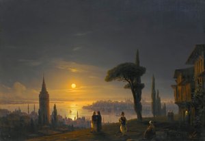 Wieża Galata przy świetle księżyca, 1845.