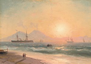 Oglądanie statków o zachodzie słońca, autorstwa Ivan Konstantinovich Aivazovsky