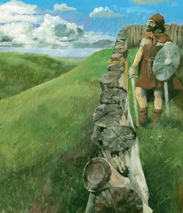 Człowiek epoki żelaza w Liddington Castle Hillfort, Swindon, Wiltshire, 1994 autorstwa Ivan Lapper