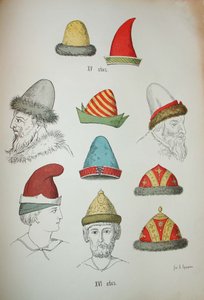 Rosyjskie nakrycie głowy z XV i XVI wieku, 1850-1852 autorstwa Ivan Mikhaylovich Snegirev
