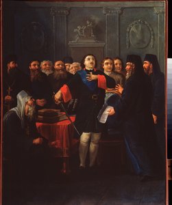 Car Piotr I założył Święty Synod autorstwa Ivan Philippovich Tupylev