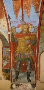 Święty Michał Archanioł. Fresk w katedrze Matki Bożej Znaku, Nowogród, pocz.