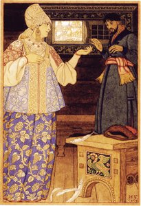 Żona łuczników i Andrey the Archer, 1919 autorstwa Ivan Yakovlevich Bilibin