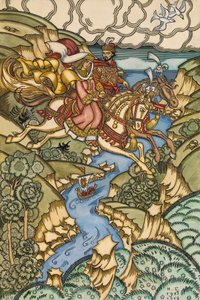 Ilustracja do bajki Marya Morevna, 1913-1915 autorstwa Ivan Yakovlevich Bilibin