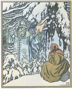 Ilustracja do bajki Morozko, 1932 autorstwa Ivan Yakovlevich Bilibin
