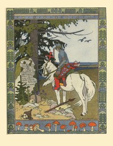 Ilustracja do bajki Iwana Carewicza, Ognistego Ptaka i Szarego Wilka, 1902 autorstwa Ivan Yakovlevich Bilibin