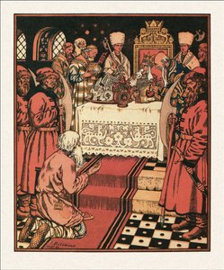 Ilustracja do Bajki o rybaku i rybie, 1933 autorstwa Ivan Yakovlevich Bilibin