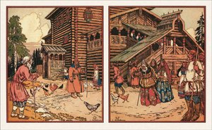 Ilustracja do Bajki o rybaku i rybie, 1933 autorstwa Ivan Yakovlevich Bilibin
