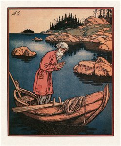 Ilustracja do Bajki o rybaku i rybie, 1933 autorstwa Ivan Yakovlevich Bilibin
