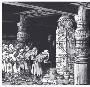 Adoracja boga Światowida, 1934 autorstwa Ivan Yakovlevich Bilibin