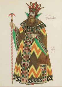 Car Saltan. Projekt kostiumu do opery Opowieść o carze Saltanie N. Rimskiego-Korsakowa, 1928 autorstwa Ivan Yakovlevich Bilibin