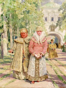 Matka i córka wracają z kościoła autorstwa Ivanovich Vasili Navazov