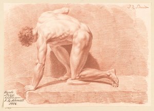 Klęczący akt męski, widok z boku (II nagroda 1804) autorstwa Izaak Riewert Schmidt