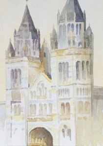 Główne wejście do Muzeum Historii Naturalnej, Londyn, dzień, 1994 (wc na papierze) autorstwa Izabella Godlewska de Aranda