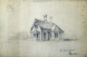 Dworzec, ok. 1850 r. (ołówek na papierze) autorstwa J.A. Davies