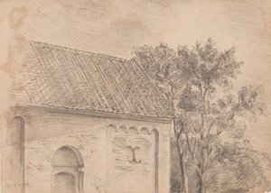 Architektura kościelna z drzewami autorstwa J.A. Jerichau (II)