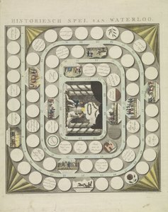 Gra pod Waterloo, 1815 Gra historyczna pod Waterloo (tytuł na obiekcie) autorstwa J.B.D. Wibmer