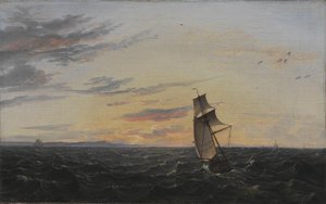 Pejzaż morski. Wybrzeże wyspy Rugia w wieczornym świetle autorstwa Johan Christian Dahl