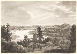 Widok na jezioro, Norwegia autorstwa Johan Christian Dahl