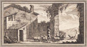 Pasterz z owcami i kozami autorstwa J.F. Clemens