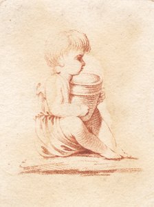 Mały siedzący chłopiec autorstwa J.F. Clemens