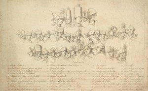Arkusz wyjaśniający do „Frederick the Great wraca do domu po rewii w Poczdamie” autorstwa J.F. Clemens